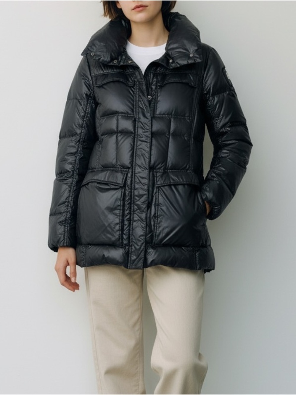 ADD Italy Black Down Feather Puffer Coat Jacket Size 6